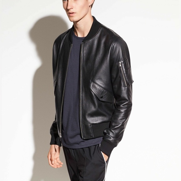 Vince Other - VINCE Men’s Leather Bomber Jacket In Black